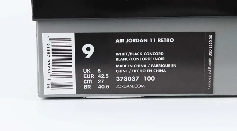 Air Jordan 11 Retro Concord 2018 White Black 378037 100